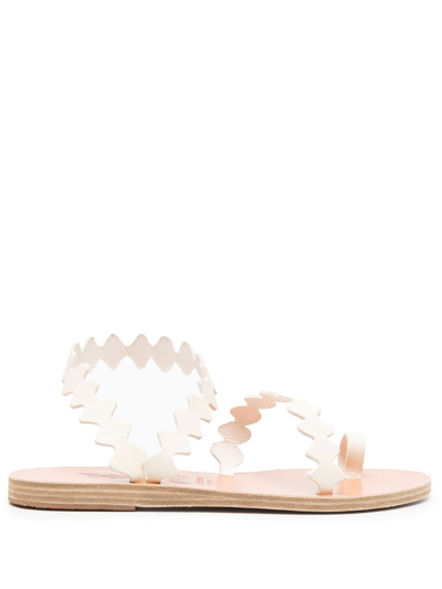 Shop Ancient Greek Sandals Scallop-hem Flat Sandals In White