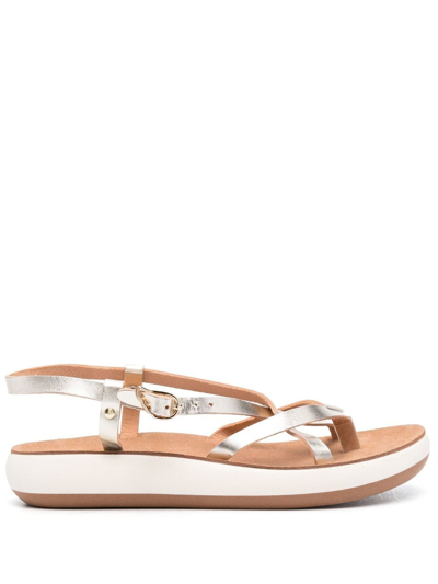 Shop Ancient Greek Sandals Crossover-strap Leather Sandals In Gold