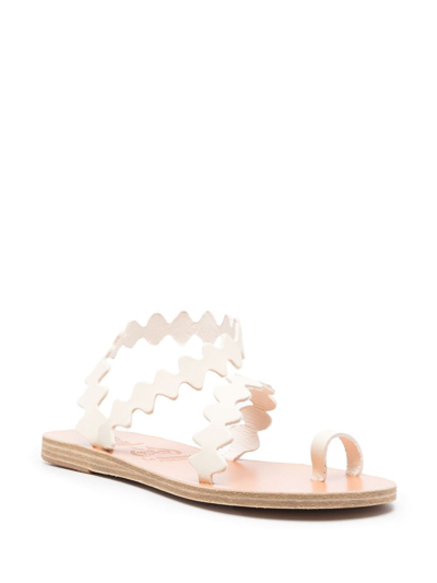 Shop Ancient Greek Sandals Scallop-hem Flat Sandals In White