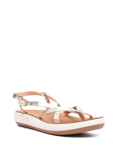 Ancient Greek Sandals Crossover-strap Leather Sandals In Gold