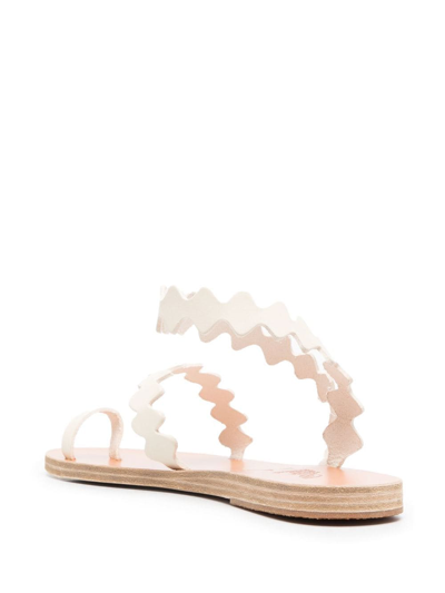 Shop Ancient Greek Sandals Scallop-hem Flat Sandals In White