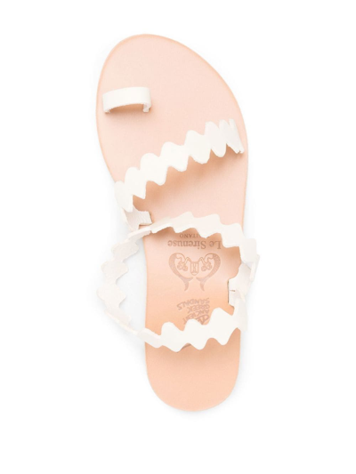 Shop Ancient Greek Sandals Scallop-hem Flat Sandals In White