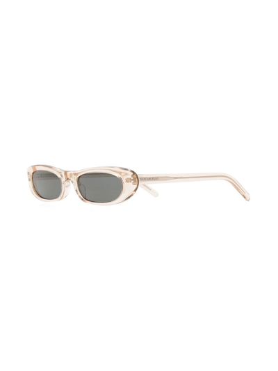 Shop Saint Laurent Sl 557 Oval Sunglasses In Neutrals