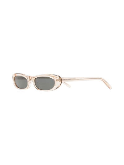 Saint Laurent Slim Oval Acetate Sunglasses In Neutrals