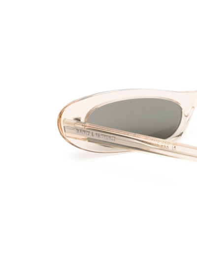 Shop Saint Laurent Sl 557 Oval Sunglasses In Neutrals