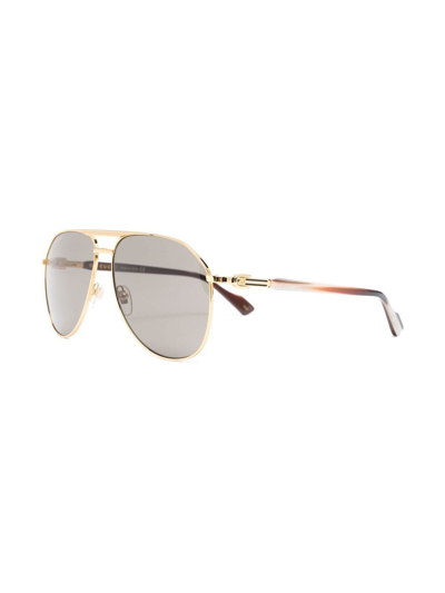 Shop Gucci Tinted Pilot-frame Sunglasses In Gold