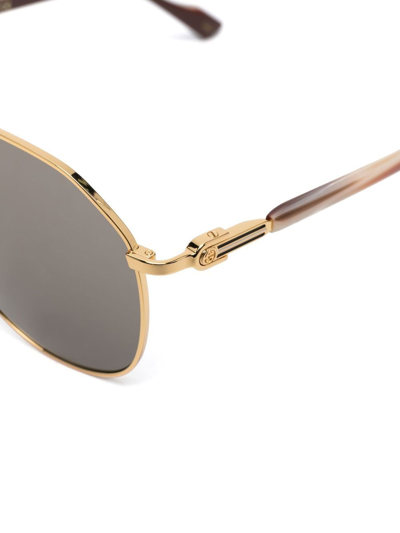 Shop Gucci Tinted Pilot-frame Sunglasses In Gold