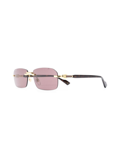 archief Lada thuis Gucci 125th Street Rimless 56mm Rectangular Sunglasses In Gold | ModeSens