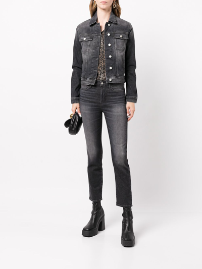 Shop Frame Washed Denim Jacket In Schwarz