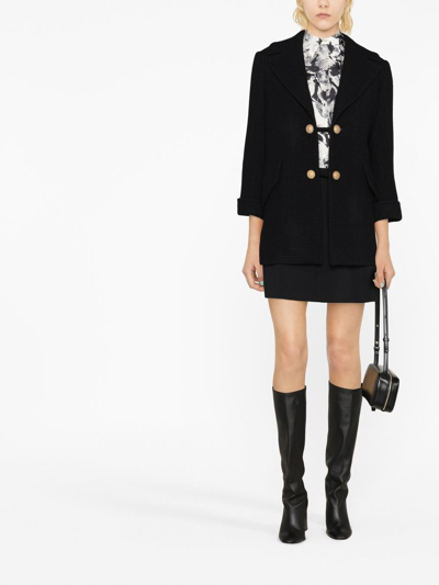 Moschino Open-front Virgin Wool Coat In Schwarz
