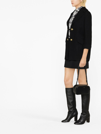 Moschino Open-front Virgin Wool Coat In Schwarz