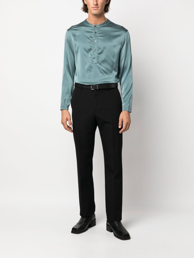 Tom Ford Half-button Silk Shirt In Grün