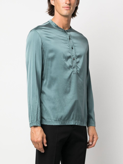 Tom Ford Half-button Silk Shirt In Grün