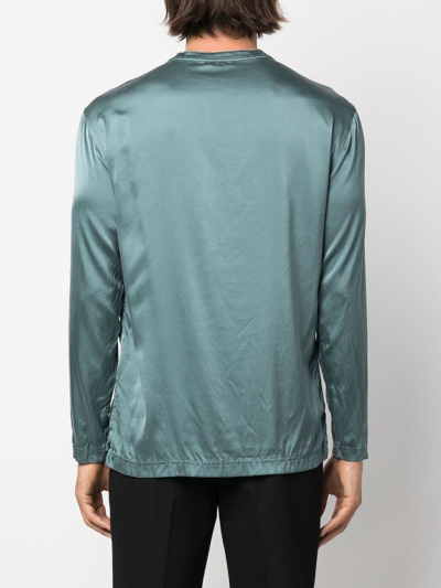 Tom Ford Half-button Silk Shirt In Grün