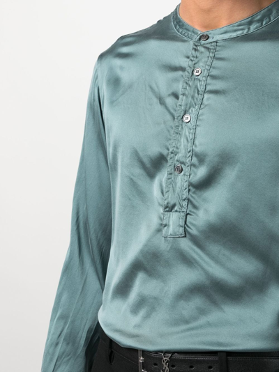 Tom Ford Half-button Silk Shirt In Grün