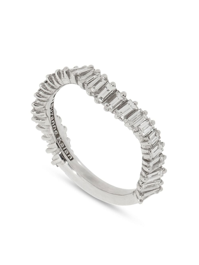Shop Suzanne Kalan 18kt White Gold Way Wave Diamond Ring In Silver