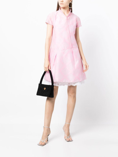 Shop Shiatzy Chen Lace-underlay Cotton Dress In Pink