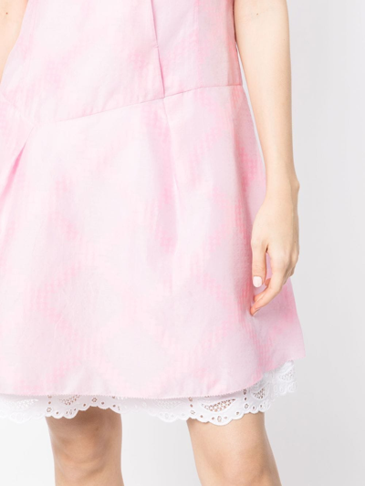 Shop Shiatzy Chen Lace-underlay Cotton Dress In Pink
