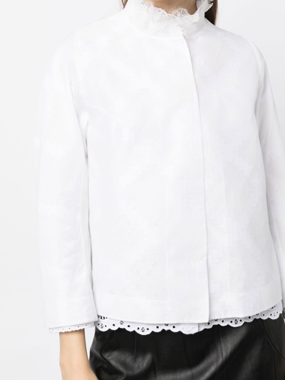 Shiatzy Chen Lace Collar Jacket Set In White