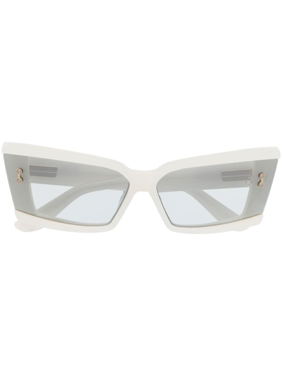 Shop Akoni Rectangle-frame Sunglasses In White