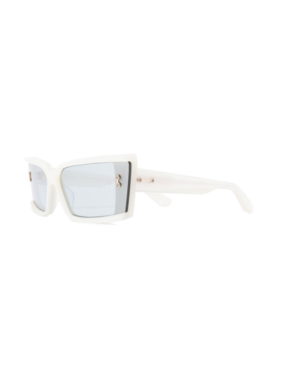 Shop Akoni Rectangle-frame Sunglasses In White