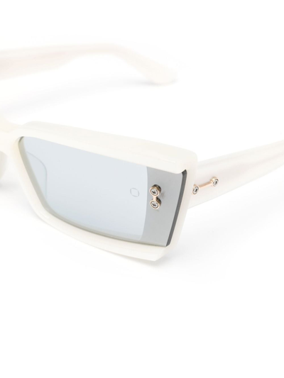 Shop Akoni Rectangle-frame Sunglasses In White