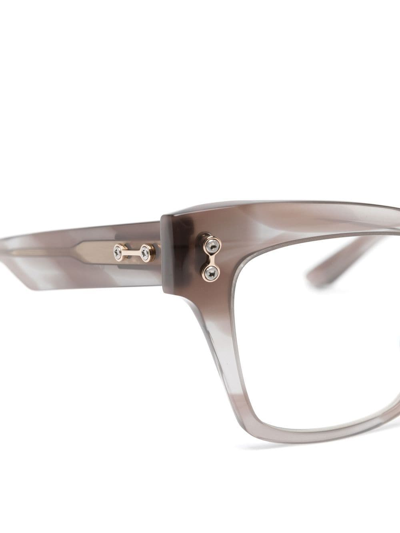 Shop Akoni Rectangle-frame Glasses In Brown