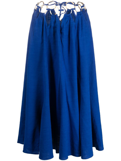 Shop Cult Gaia Ring-detail A-line Midi Skirt In Blue
