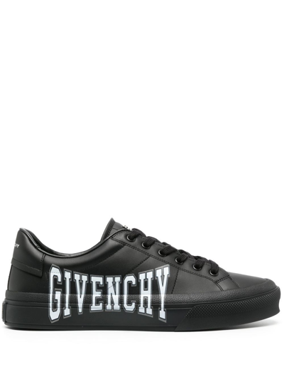 Shop Givenchy Logo-print Leather Sneakers In Schwarz