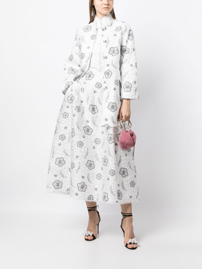 Shiatzy Chen Quilted A-line Jacquard Skirt In White