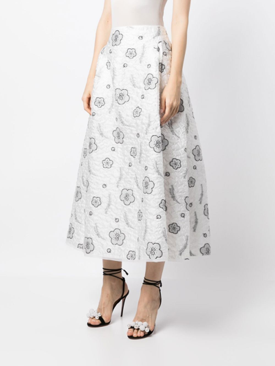 Shop Shiatzy Chen Quilted A-line Jacquard Skirt In White