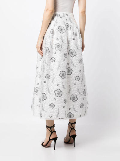 Shiatzy Chen Quilted A-line Jacquard Skirt In White