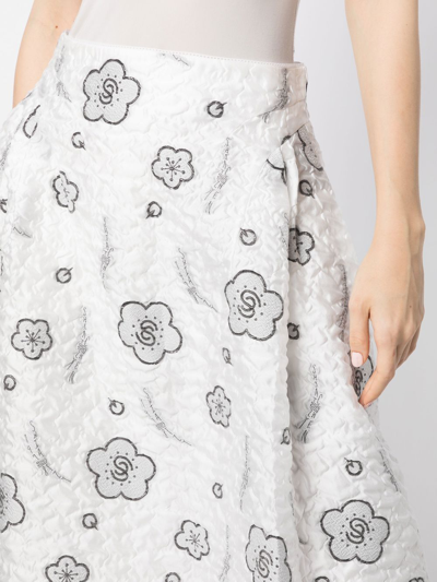 Shiatzy Chen Quilted A-line Jacquard Skirt In White