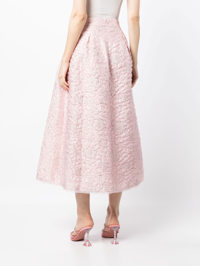Shop Shiatzy Chen A-line Jacquard Midi Skirt In Pink