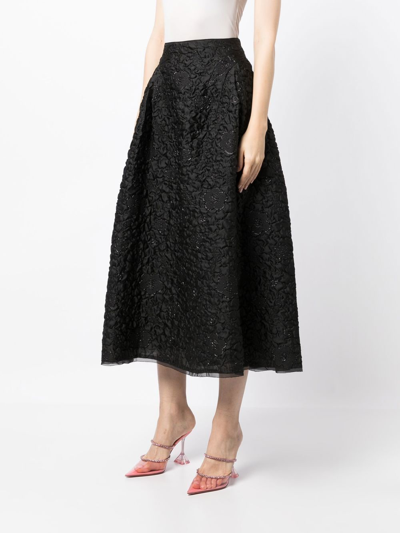 Shop Shiatzy Chen Quilted A-line Jacquard Skirt In Black
