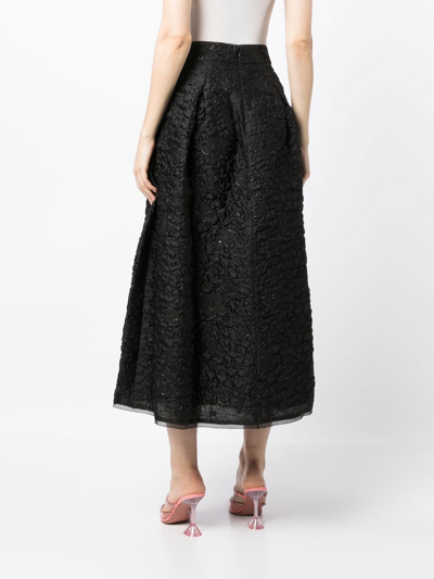 Shop Shiatzy Chen Quilted A-line Jacquard Skirt In Black