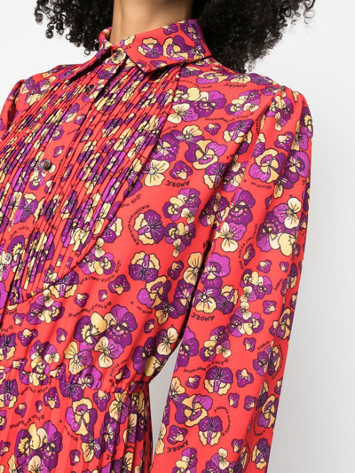 Shop Alessandro Enriquez Floral-print Dress In Rot