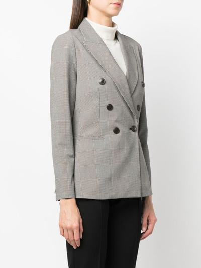 Shop Twinset Double-breasted Checked Blazer In Nude