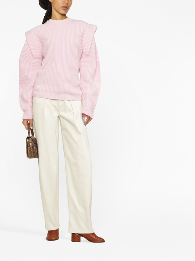 Shop Isabel Marant Ribbed-knit Sweater In Rosa