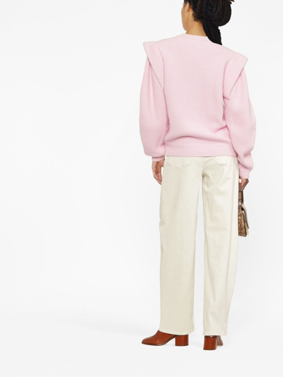 Shop Isabel Marant Ribbed-knit Sweater In Rosa