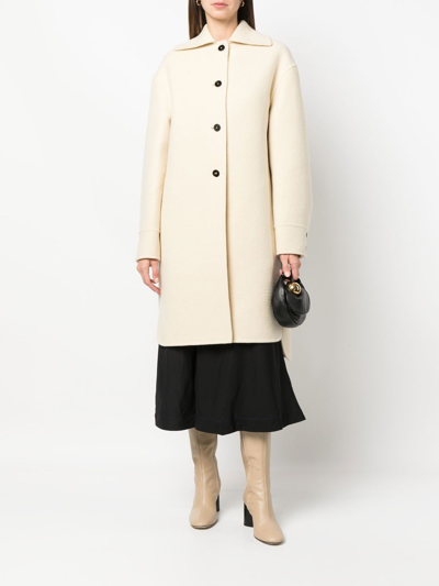 Shop Jil Sander Single-breasted Virgin Wool Coat In Nude