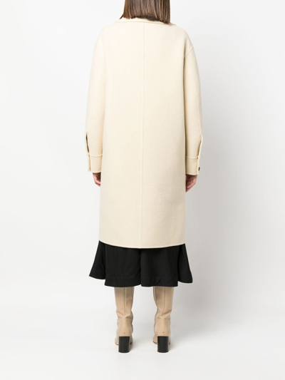 Shop Jil Sander Single-breasted Virgin Wool Coat In Nude