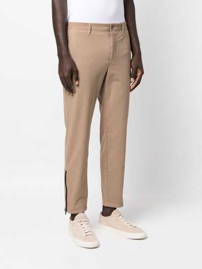 Shop Incotex Cropped Chino Trousers In Nude