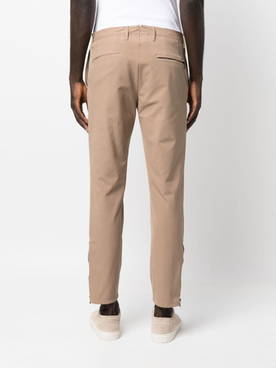 Shop Incotex Cropped Chino Trousers In Nude