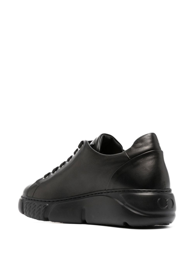 Shop Casadei Leather Low-top Sneakers In Schwarz