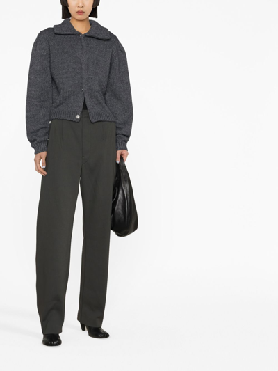 Shop Lemaire Straight-leg Cotton-blend Trousers In Grau
