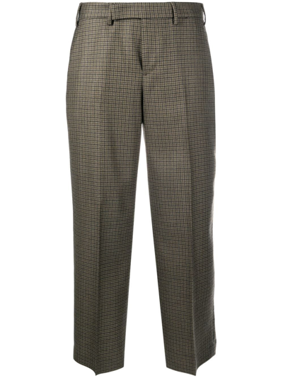 Shop Pt Torino Cropped Herringbone-print Trousers In Grün