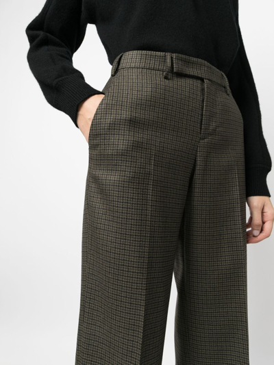 Shop Pt Torino Cropped Herringbone-print Trousers In Grün