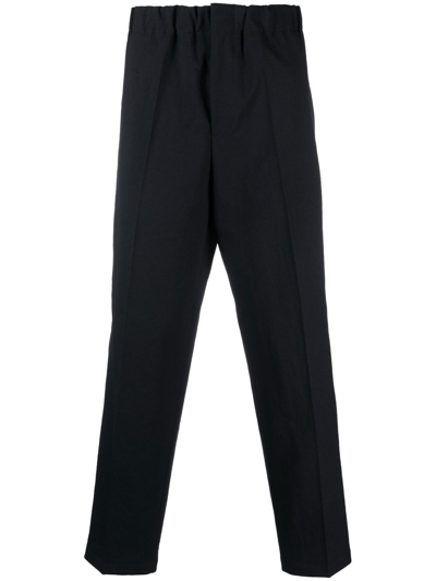 Jil Sander Elasticated-waistband Tapered Trousers In Blau