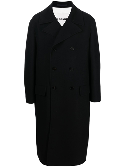 Shop Jil Sander Double-breasted Cashmere Coat In Blau